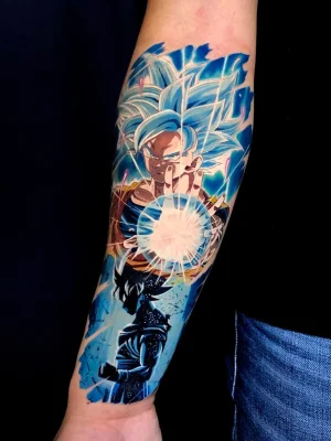 Blue-Goku-super-saiyan-cartoon-tattoo-Quang Pham-Qneedle