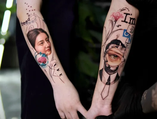Fine-line hyper-realistic puzzle piece tattoo for men and women-Qneedle HCM