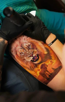 The Lion King Portrait 2-realistic-color-tattoo-Qneedle HCM