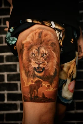 The Lion King Portrait-realistic-color-tattoo-Qneedle HCM
