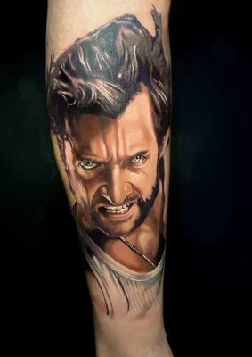 Wolverine Portrait-realistic-color-tattoo Qneedle HCM