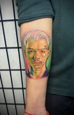 Young Man Portrait with Face Tattoos-realistic-color-tattoo-Qneedle HCM