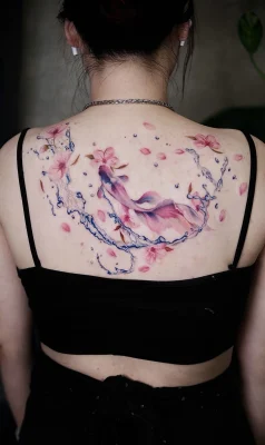 color-fish-cherry blossom-tattoo-Qneedle HCM