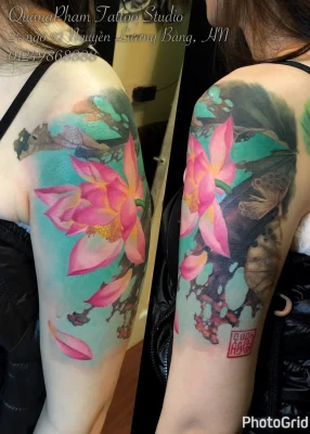 color-realistic- lotus-tattoo-Quang Pham-Qneedle