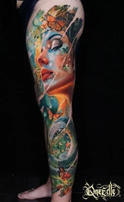 colorful-spring-lady-realistic-tattoo-Qneedle-Studio-HCM