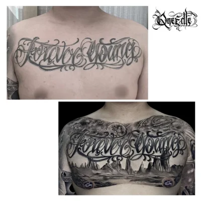 Letter-Galaxy-Old tattoo- Touch up-Qneedle-Hanoi
