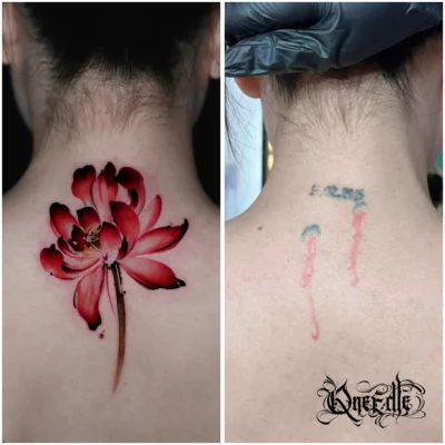 Lotus-Cover up-color tattoo -Qneedle-Hanoi