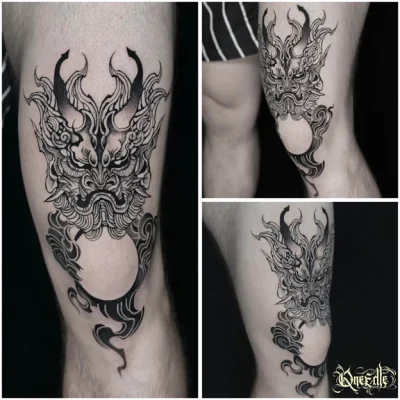Oni-Knee-black-work-Qneedle-Hanoi