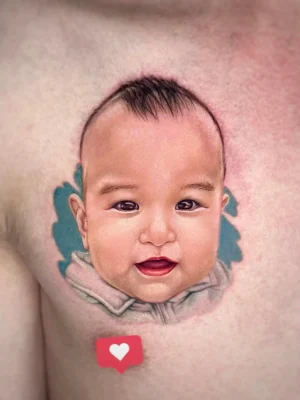 Cute Baby color portrait Qneedle Studio