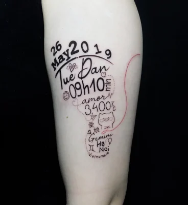 footprint lettering baby memories conecting parents tattoo-Qneedle Studio (2)