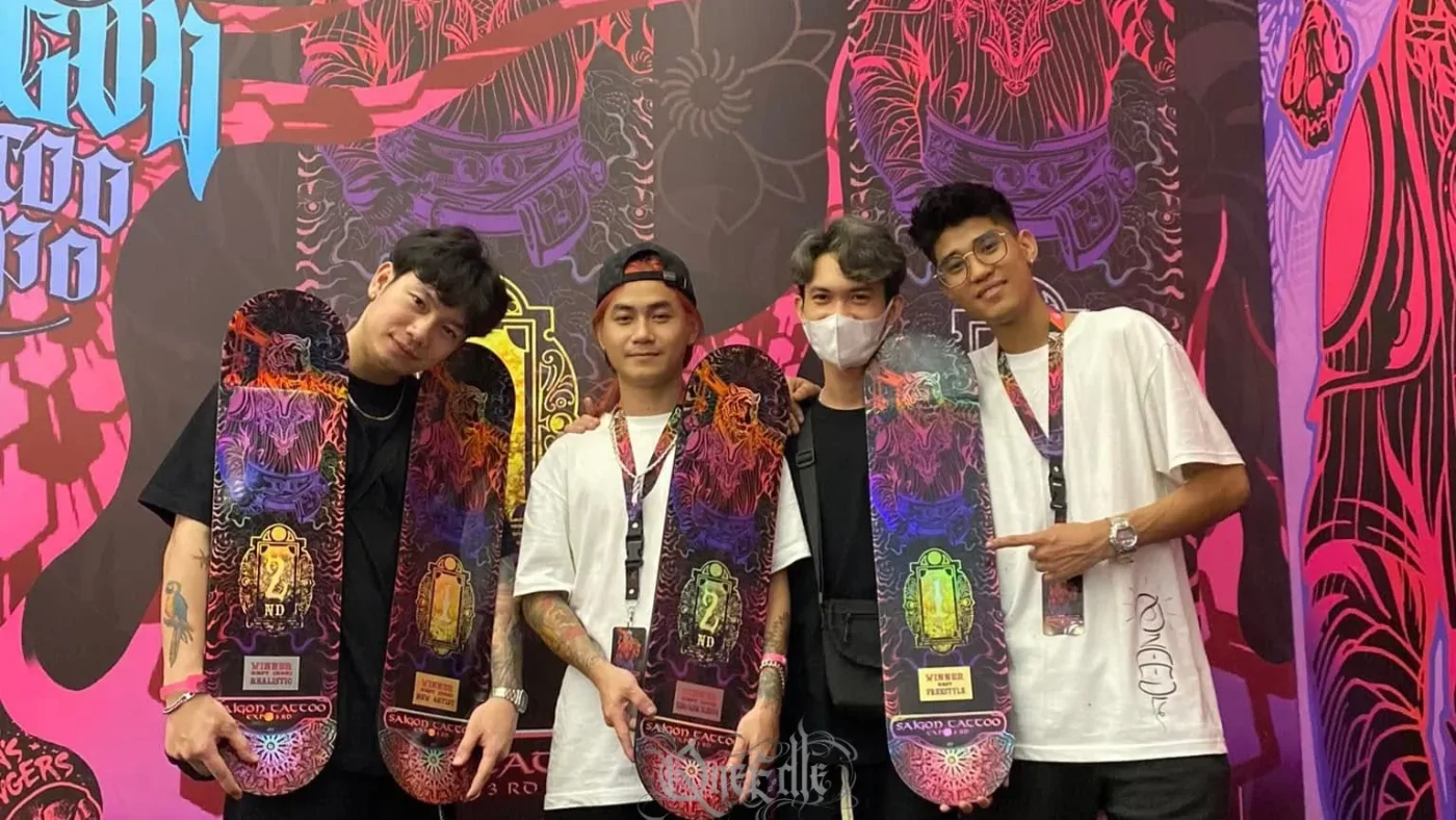 Đội ngũ Qneedle Tattoo Studio nhận giải tại Saigon International Tattoo Expo 2024, TP. Hồ Chí Minh