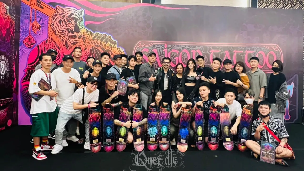 Đội ngũ Qneedle Tattoo Studio với các giải thưởng tại Saigon International Tattoo Expo 2024, TP. Hồ Chí Minh